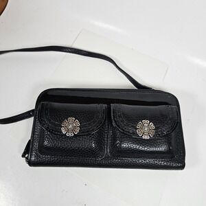 Vintage Brighton Crossbody Purse Wallet Chain Black Leather